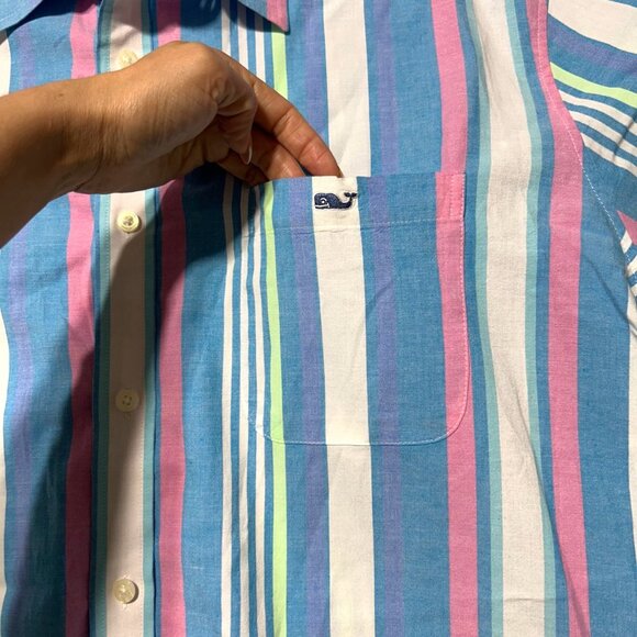Vineyard Vines Men's Sz XXL Striped Short Sleeve Button-Down Multicolor Shirt - Picture 3 of 8